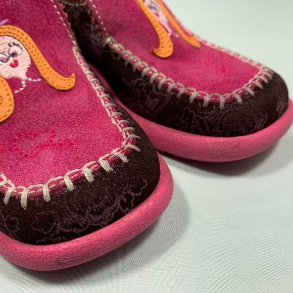 RARE Oilily Girls Kids Shoes Floral Design and Embroidery Pink and Burgundy - Picture 4 of 9
